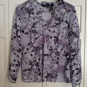 New York & Co.💜🖤🤍Sheer Purple Floral Blouse